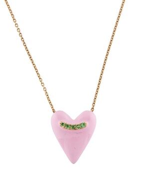 ISO: Mejuri Tsfavorite Garnet & Enamel Heart Pendant Necklace